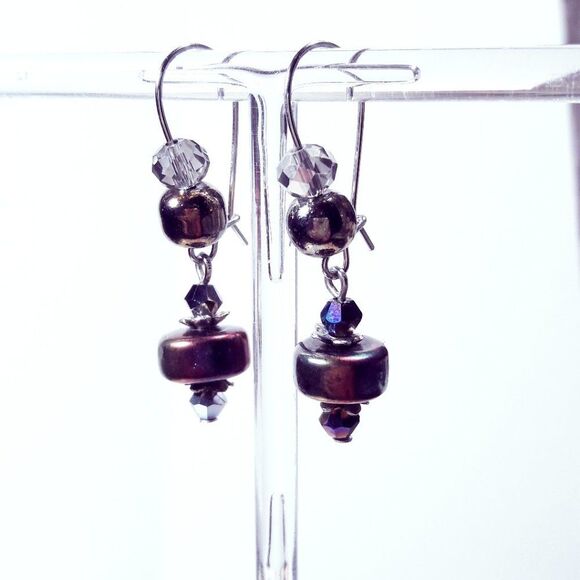 NEW Earrings Oil spill goth urban glass dangle earrings mix faceted g 084#fs - Picture 2 of 9